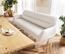 Esszimmerbank Taya-Flex 200 cm Bouclé Creme-Weiß Kufengestell kantig E...