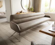 Esszimmerbank Taya-Flex 300 cm Mikrofaser Taupe Vintage Kreuzgestell k...