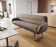 Esszimmerbank Taya-Flex 200 cm Strukturstoff Soft Taupe Kufengestell f...