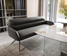 Esszimmerbank Taya-Flex 200 cm Mikrofaser Anthrazit Vintage Kreuzgeste...