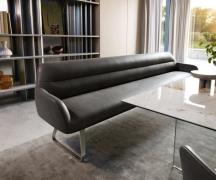 Esszimmerbank Taya-Flex 300 cm Mikrofaser Anthrazit Vintage Kufengeste...