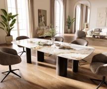 Esstisch Edge Boot 260x120 cm Keramik Minas Melange Weiß-Beige Pilier ...