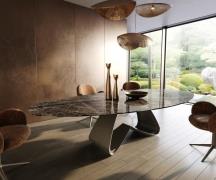 Esstisch Edge Oval 315x150 cm Keramik Emperador Extra Lucidato Dunkelb...