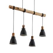 Lindby - Trebale 4 Pendelleuchte Black/Wood