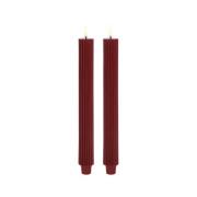 Uyuni - Kegelkerze LED Grooved 2-pack 3,2x25,5 cm Wine Rot/Smooth Ligh...