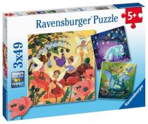 Ravensburger Puzzle Einhorn, Drache und Fee, 3x49 Teile