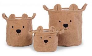 Childhome 3er-Pack Teddy Aufbewahrungskörbe, Braun