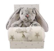 CarloBaby Fleecedecke und Kuscheltier Kaninchen, Grau