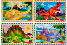 Melissa &  Doug Holzpuzzles Dinosaurier 4-in-1, 12 Teile