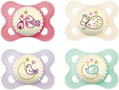 MAM Original Night Schnuller 0-6m 4er-Pack, Rosa/Neutral