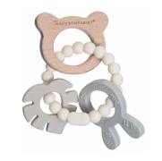 Teddykompaniet  Silikon &  Holz Beißring, Creme