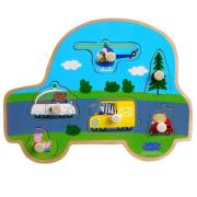 Barbo Toys Peppa Wutz Knopfpuzzle aus Holz Fahrzeuge 6 Teile